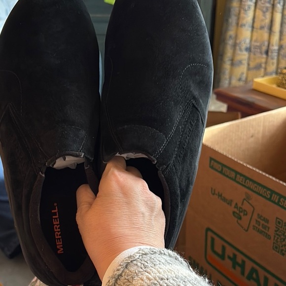 NIB Men’s Merrell Jungle Moc Midnight Black Slip-On Shoes 12W - Picture 6 of 6